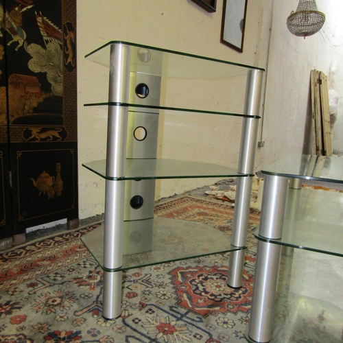 571 - Two Modern Plate Glass Stereo and Television Unit Stands Both Good Order