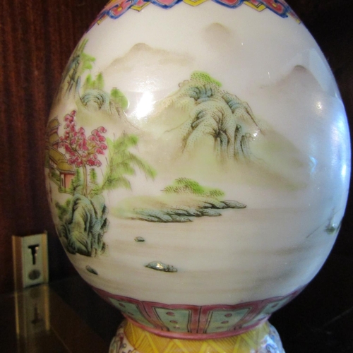 58 - Oriental Shaped Form Vase with Decorative Court Scene and Gilded Side Decorations Approximately 12 I... 