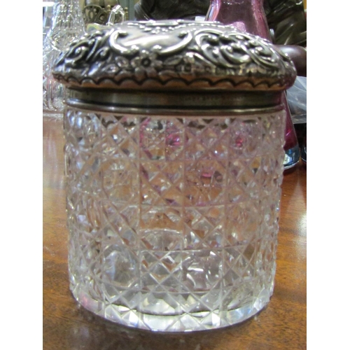 581 - Silvertop Desk Jar Cut Crystal Approximately 4 Inches High