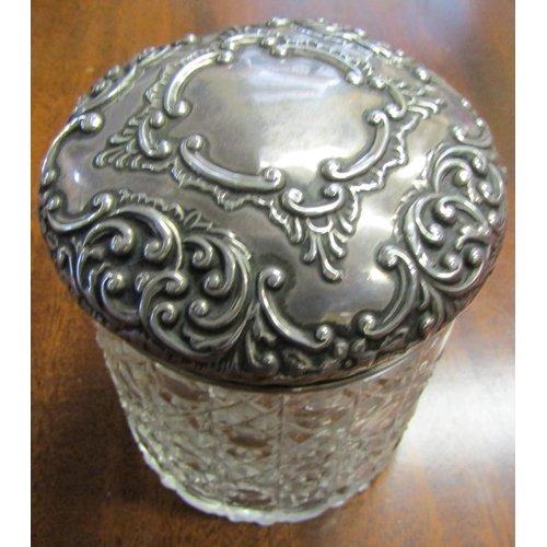 581 - Silvertop Desk Jar Cut Crystal Approximately 4 Inches High