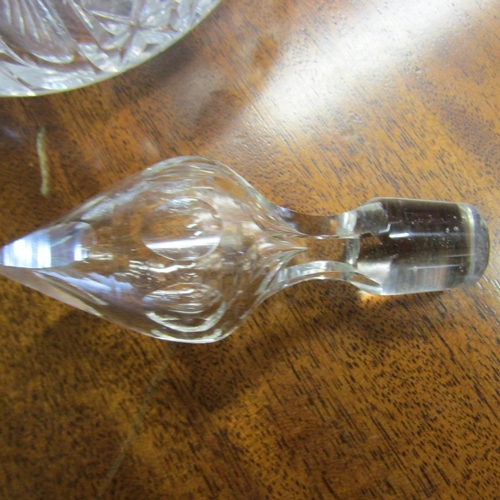 583 - Silver Collar Cut Crystal Shaped Formed Decanter with Original Stopper Approximately 13 Inches High