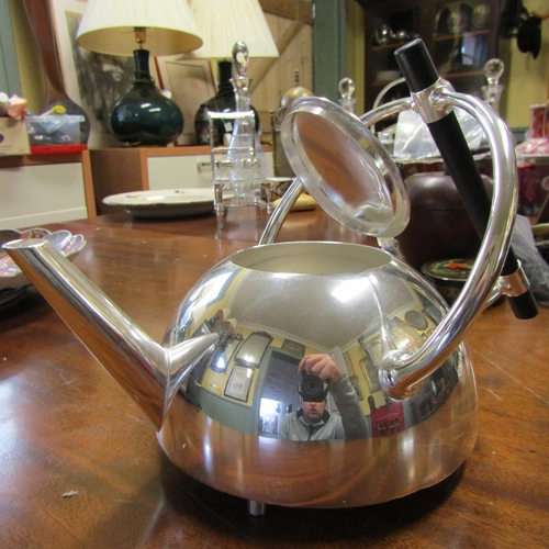 589 - Silver Plated Teapot Modernist Design Approximately 8 Inches Wide