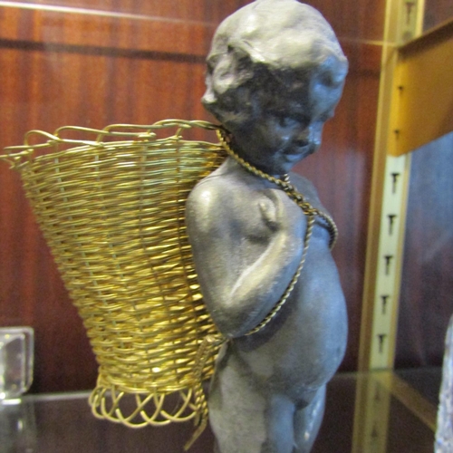 59 - Figure with Gilded Carry Basket Approximately 6 Inches High