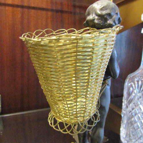 59 - Figure with Gilded Carry Basket Approximately 6 Inches High