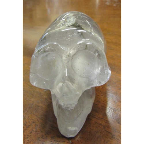 591 - Unusual Carved Quartz Momento Mori Skull Approximately 3 Inches Long