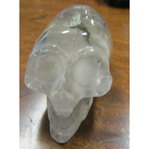 591 - Unusual Carved Quartz Momento Mori Skull Approximately 3 Inches Long