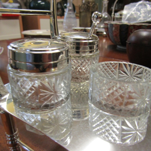 592 - Chair Motif Cruet Set with Mustard Pot and Salts