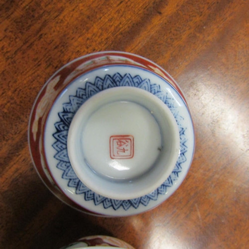 595 - Pair of Oriental Brush Washing Pots Flared Rim Form Each Approximately 3 Inches Diameter