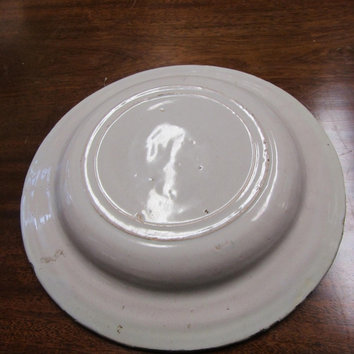 599 - Old Delphware Dutch Charger with Painted Scene Approximately 10 Inches Diameter