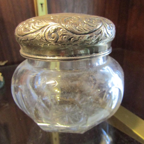 60 - Silver Top Desk Jar Approximately 3 Inches Diameter