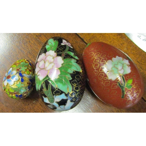 602 - Three Oriental Cloisonne Decorated Eggs