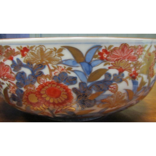 603 - Antique Imari Bowl Approximately 11 Inches Diameter Attractive Detail Gilded and Floral Motifs