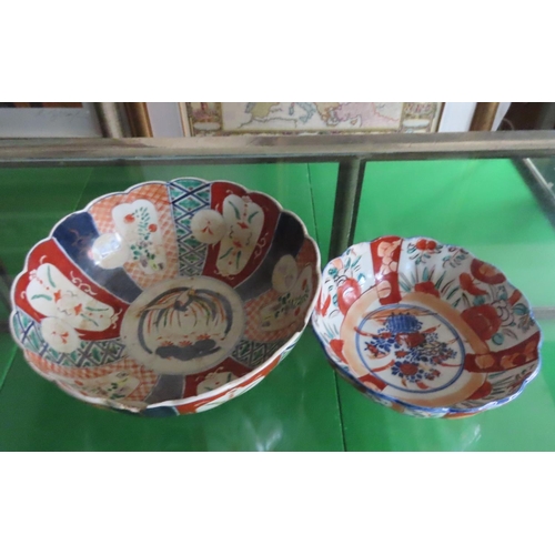 605 - Two Imari Bowls Largest Approximately 10 Inches Diameter Larger Bowl Chip to Rim