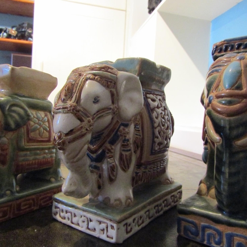 617 - Five Majolica Elephant Figures Tallest Approximately 7 Inches High