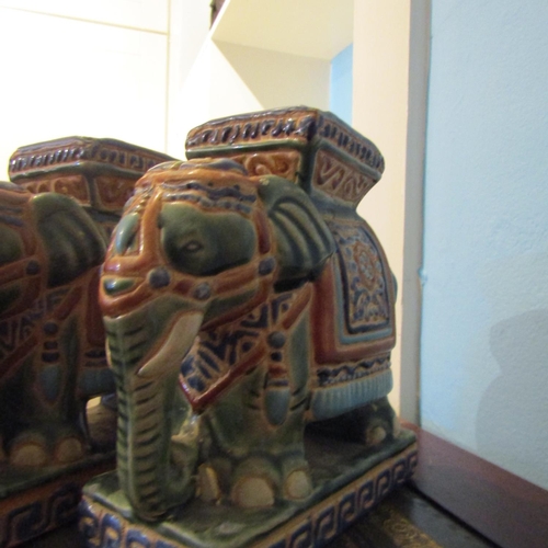 617 - Five Majolica Elephant Figures Tallest Approximately 7 Inches High