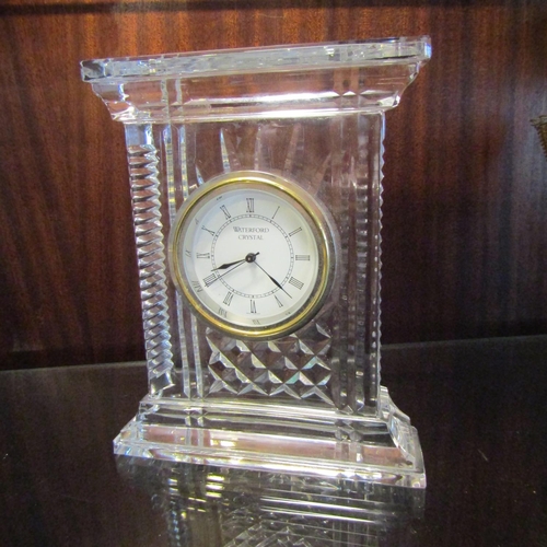 62 - Waterford Crystal Table Clock Pedestal Form Sign Approximately 6 Inches High