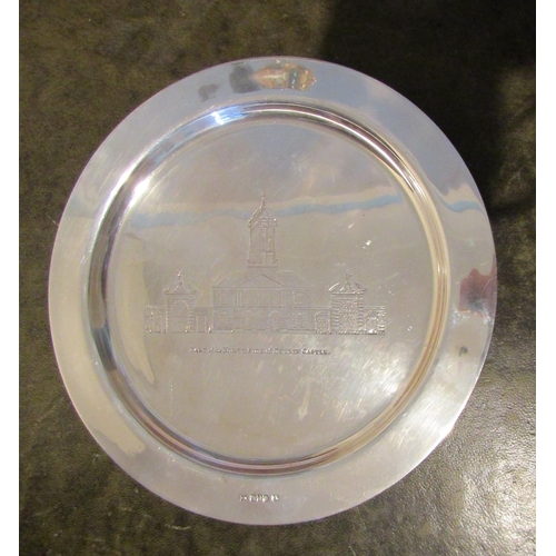 620 - Silver Salver Depicting Dublin Castle Approximately 8 Inches Diameter Dated 1972