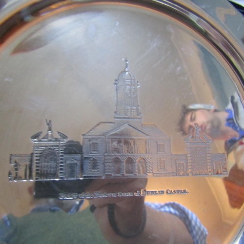 620 - Silver Salver Depicting Dublin Castle Approximately 8 Inches Diameter Dated 1972