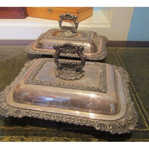 621 - Pair of Serving Dishes William IV with Integral Handles Each Approximately 10 Inches Wide