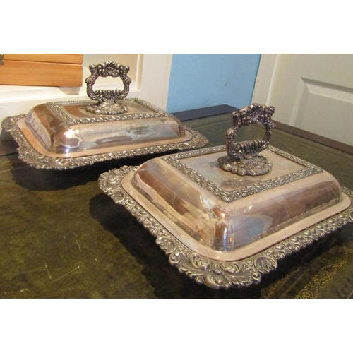 621 - Pair of Serving Dishes William IV with Integral Handles Each Approximately 10 Inches Wide