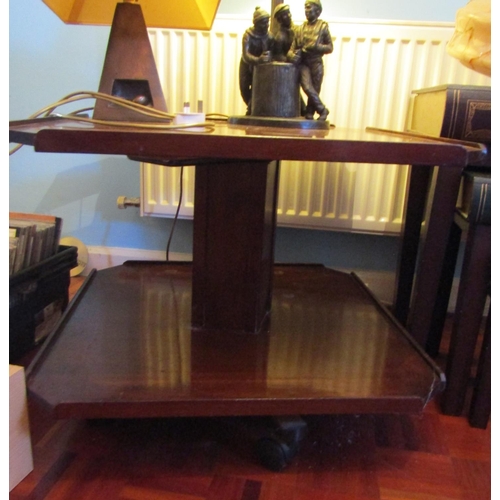 623 - Two Tier Figured Mahogany End Table or Coffee Table Approximately 2ft Square x 20 Inches High