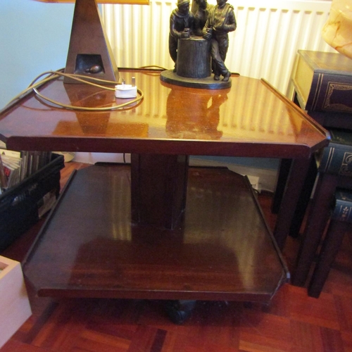 623 - Two Tier Figured Mahogany End Table or Coffee Table Approximately 2ft Square x 20 Inches High