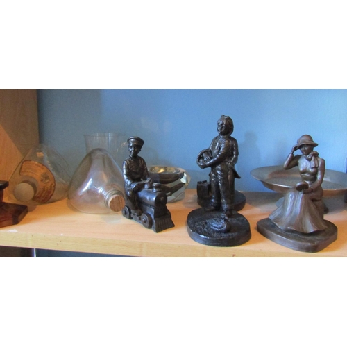 627 - Jeanne Rynhart Bronze Figures and Other Items Quantity as on Shelf