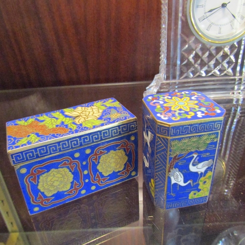 63 - Two Finely Worked Cloisine Decorated Table Boxes