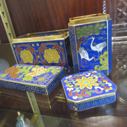 63 - Two Finely Worked Cloisine Decorated Table Boxes