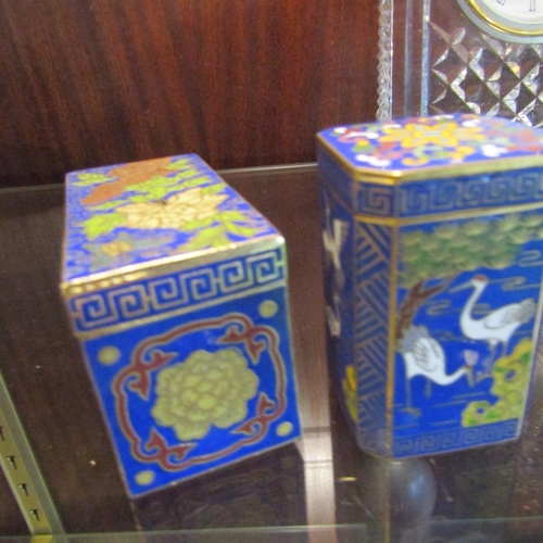 63 - Two Finely Worked Cloisine Decorated Table Boxes