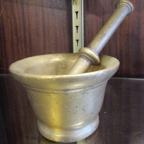 64 - Cast Brass Mortice and Pestle Approximately 5 Inches Long