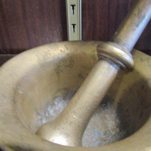 64 - Cast Brass Mortice and Pestle Approximately 5 Inches Long