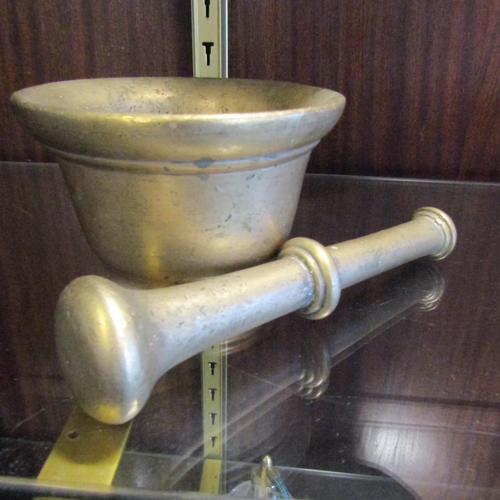 64 - Cast Brass Mortice and Pestle Approximately 5 Inches Long