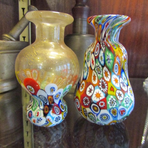 66 - Two Vintage Murano Desk Bottles Attractively Detailed