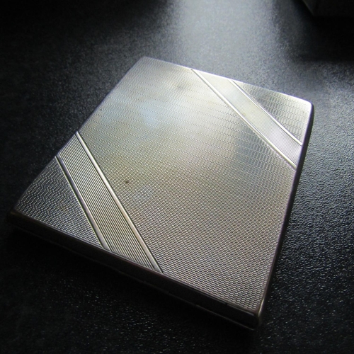 667 - Silver Cigarette Case Rectangular Form Hinged Cover Gilt Lined Interior Hallmark