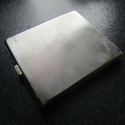 667 - Silver Cigarette Case Rectangular Form Hinged Cover Gilt Lined Interior Hallmark