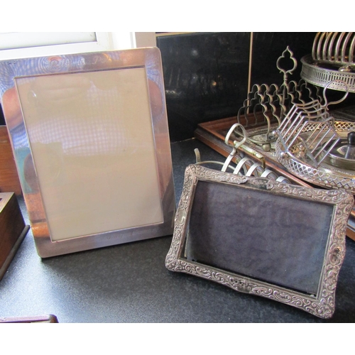 Silver Rectangular Form Photograph Frame 8 Inches High x 5 Inches Wide and Another Two in Lot