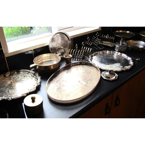 674 - Large Quantity of Various Silver Plate Including Toast Racks, etc.  Quantity as Photographed