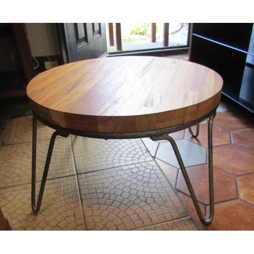 681 - Vintage Hardwood Top Circular Form Coffee Table Approximately 24 Inches Diameter