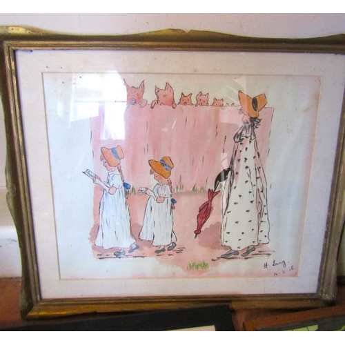 684 - A Collection of Various Prints and Water Colours Including New Yorker Magazine Cover Vintage and Ori... 