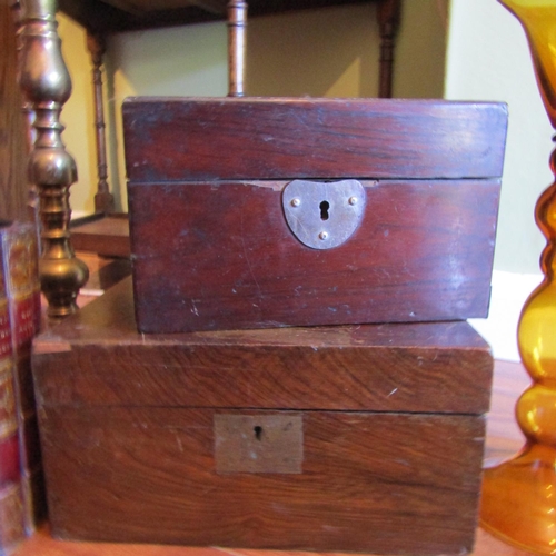 697 - Two Victorian Stationery Boxes with Book Motif Wastepaper Basket Circular Form and Cast Brass Stand ... 