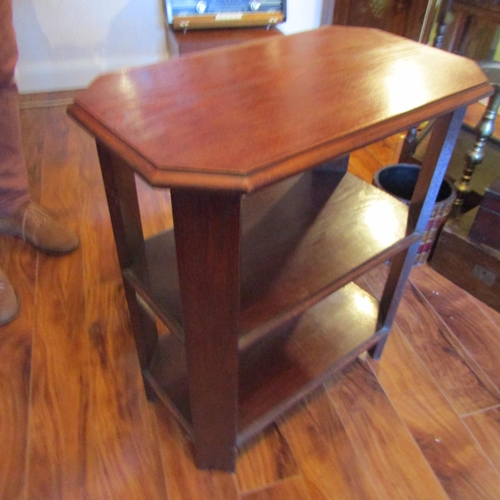 701 - Mahogany Three Tier Side Table Canted Corner Form Approximately 22 Inches Wide x 24 Inches High