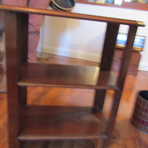 701 - Mahogany Three Tier Side Table Canted Corner Form Approximately 22 Inches Wide x 24 Inches High