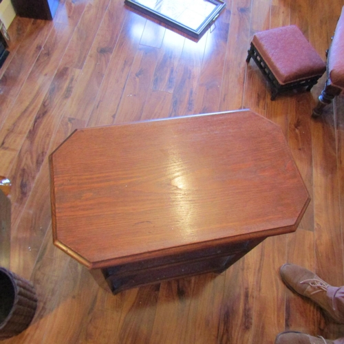 701 - Mahogany Three Tier Side Table Canted Corner Form Approximately 22 Inches Wide x 24 Inches High