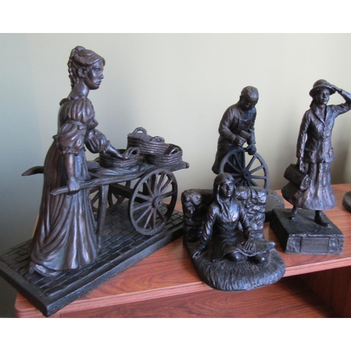 706 - Jeanne Rynhart Molly Malone Figure and Three Others Tallest Approximately 14 Inches High Each Signed