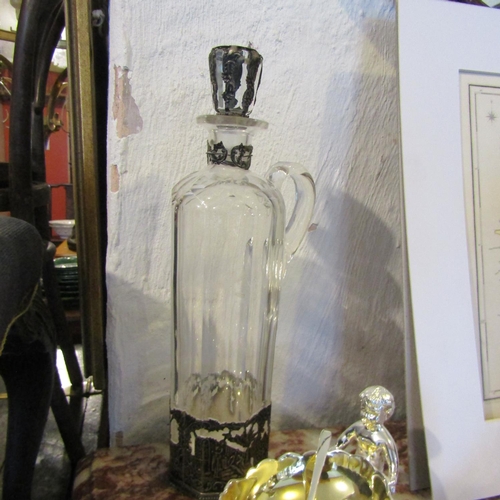 71 - Silver Overlaid Decanter with Original Stopper Approximately 12 Inches High