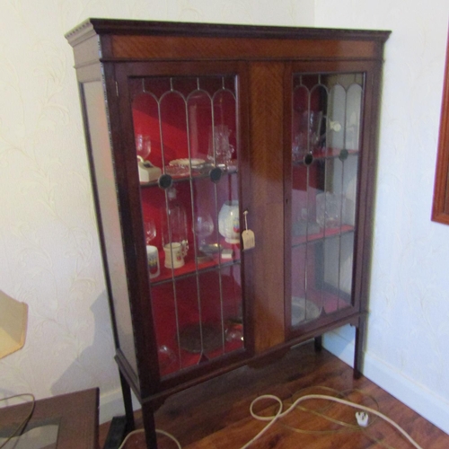 711 - Antique Mahogany Two Door Display Cabinet Approximately 6ft High x 4ft Wide