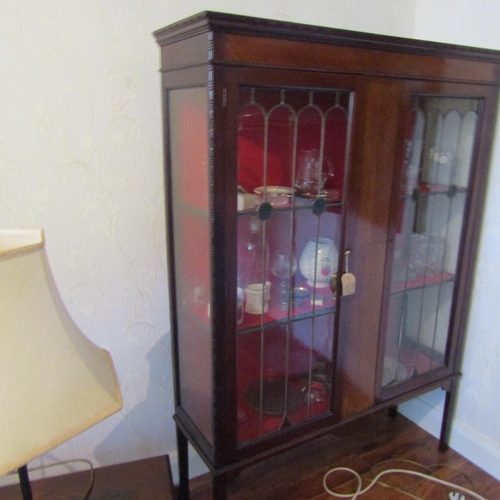 711 - Antique Mahogany Two Door Display Cabinet Approximately 6ft High x 4ft Wide