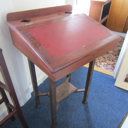 716 - Study Desk on Stand Mahogany Lift Up Top Fitted Interior