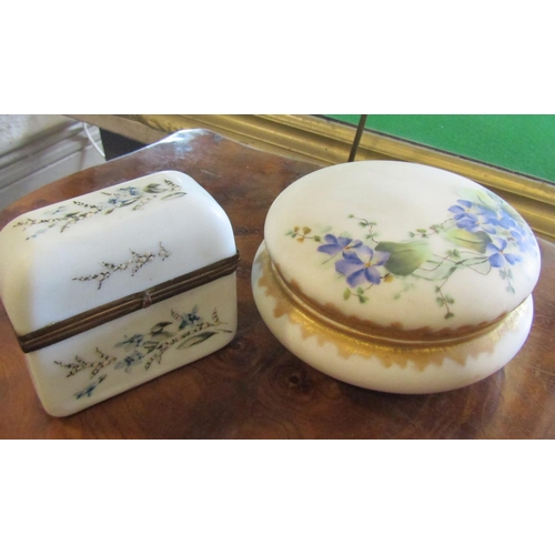 72 - Two Large Continental Hand Painted Powder Jars Good Original Condition Gilded and Ormolu Decoration ... 